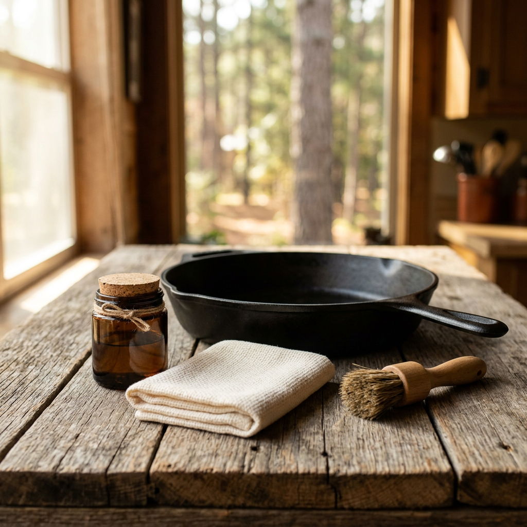 Cast-Iron Skillet Conditioner & Cloth Set